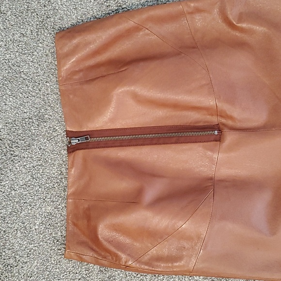 EUC Danier Leather Midi Skirt, Cognac - Picture 3 of 4